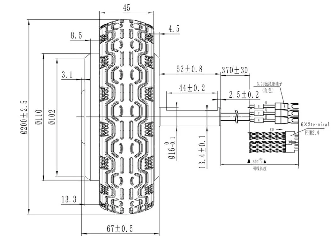 Dmke IP65 Waterproof 12V 24V 36V 48V 4.5 5 5.5 6.5 8 10 12 Inch Agv Robot in Wheel Electric Brushless Servo Hub Motor